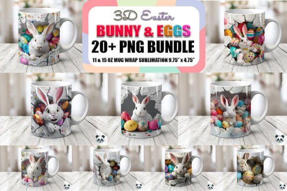 Download Easter Bunny &amp; Eggs 3D Mug Wrap Bundle - Mug wrap Collection