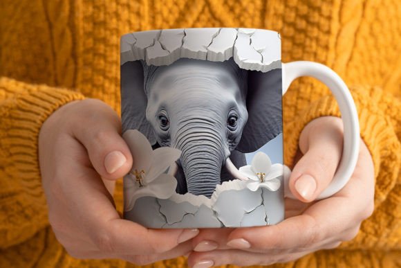Download 3D Elephant Mug Wrap Png 1 - Mug wrap Collection