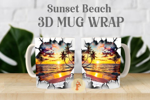 Download Sunset Beach 3D Mug Wrap Design - Mug wrap Collection