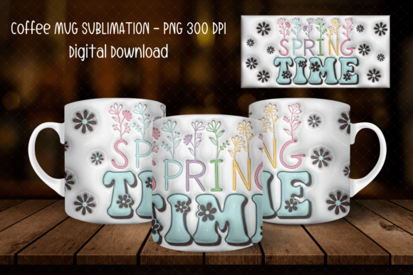 Download 3D Inflate Spring Coffee Mug Wrap Design - Mug wrap Collection