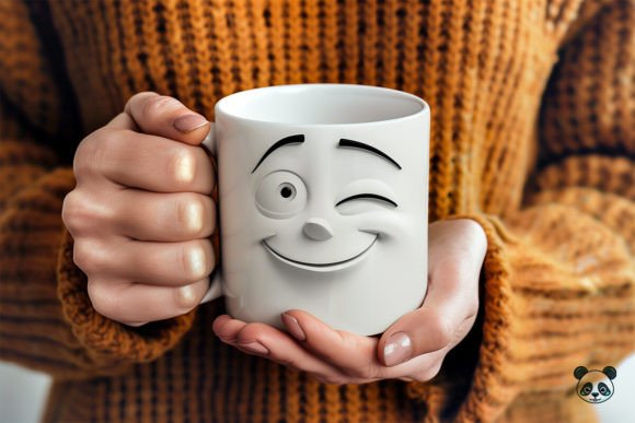Download Winking Cartoon Face 3D Mug Wrap - Mug wrap Collection