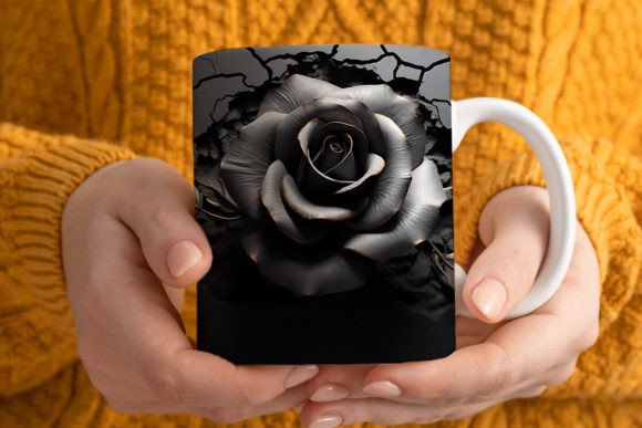 Download 3D Black Rose Mug Wrap Sublimation - Mug wrap Collection