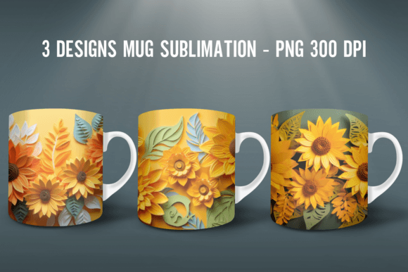 Download 3D Sunflower Mug Sublimation PNG - Sunflower mug sublimation png Collection