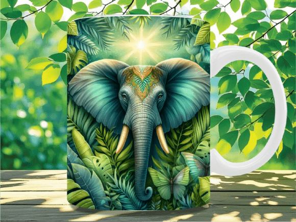 Download Tropical Jungle Elephant Leaf Mug Wrap - Mug wrap Collection