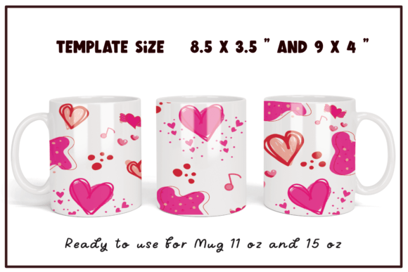 Download Hearts Pattern Sublimation Mug Wrap - Mug wrap Collection