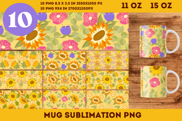 Download Sunflower Sublimation Mug PNG 11oz 15oz - Premium Resources