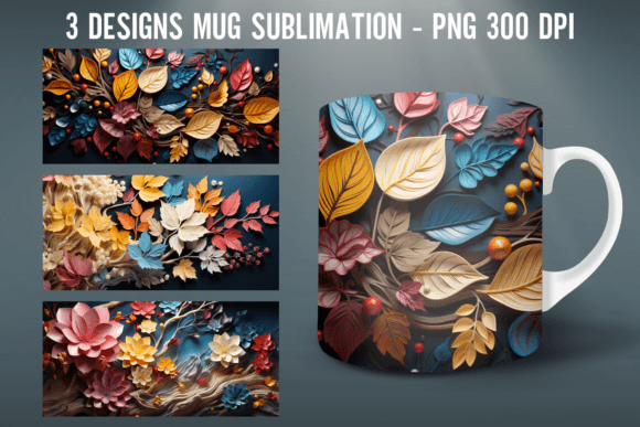 Download Leaf Mug Wrap Sublimation Designs - Mug wrap Collection