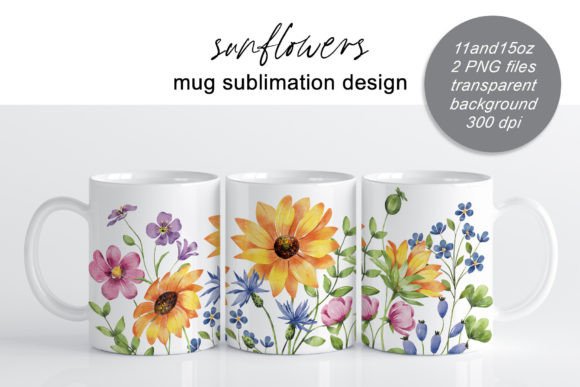Download Sunflower, Wild Flowers, Mug Sublimation - Premium Bundle