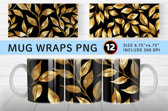 Download Gilded Gold Leaf Mug Wrap Sublimation De - Mug wrap Collection