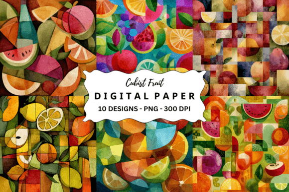 Download Watercolor Cubist Fruit Background - Background Collection
